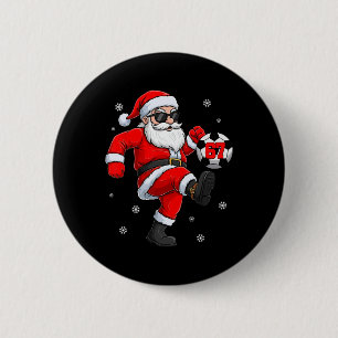 Badge Rond 5 Cm Santa Soccer Ll Sports Football de Noël Joueur Hom