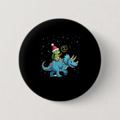 Badge Rond 5 Cm Santa Turtle Riding T-Rex Reindeer Christmas Light (Devant)