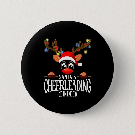 Badge Rond 5 Cm Santa's Cheerleading Reindeer Funny Xmas Matching  (Devant)