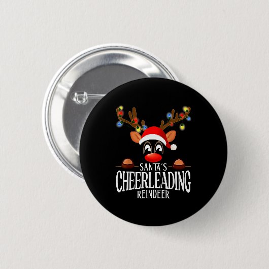 Badge Rond 5 Cm Santa's Cheerleading Reindeer Funny Xmas Matching  (Devant & derrière)