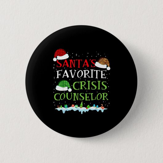 Badge Rond 5 Cm Santa's Favorite Crisis Counselor Fun Christmas  (Devant)