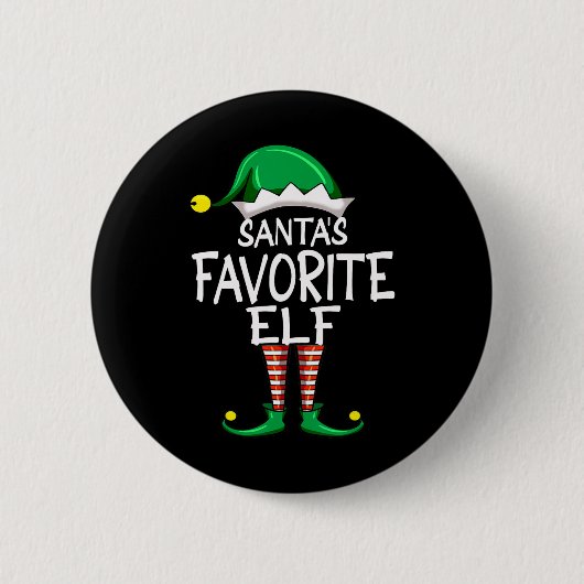 Badge Rond 5 Cm Santa's Favorite Elf Fun Christmas Pajama Santa Cl (Devant)