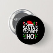 Badge Rond 5 Cm Santa's Favorite Ho Shirt Adult Kids Funny Christm (Devant & derrière)