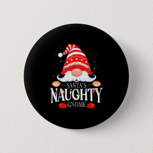 Badge Rond 5 Cm Santa's Naughty Gnome Matching Christmas Pajama (Devant)