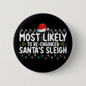 Badge Rond 5 Cm Santas Sleigh Noël, Ingénieur (Devant)