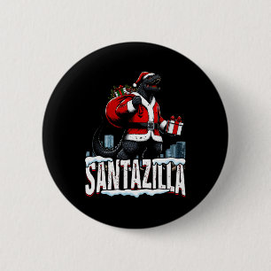 Badge Rond 5 Cm Santazilla Kaiju Père Noël Noël Monstre Japonais