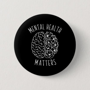 Badge Rond 5 Cm Santé mentale Matière Cerveau humain Graphisme men