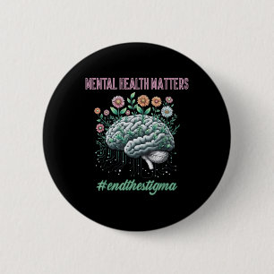 Badge Rond 5 Cm Santé Mentale S Maladie Du Cerveau Humain Soutien
