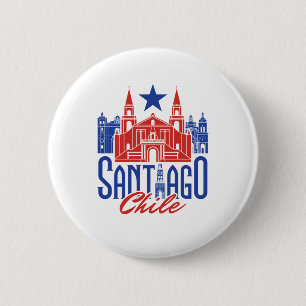 Badge Rond 5 Cm Santiago Chili : Vacances en souvenir chilien