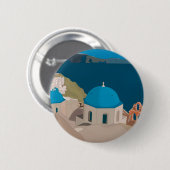 Badge Rond 5 Cm Santorin Grèce (Devant & derrière)