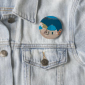 Badge Rond 5 Cm Santorin Grèce (En situation)