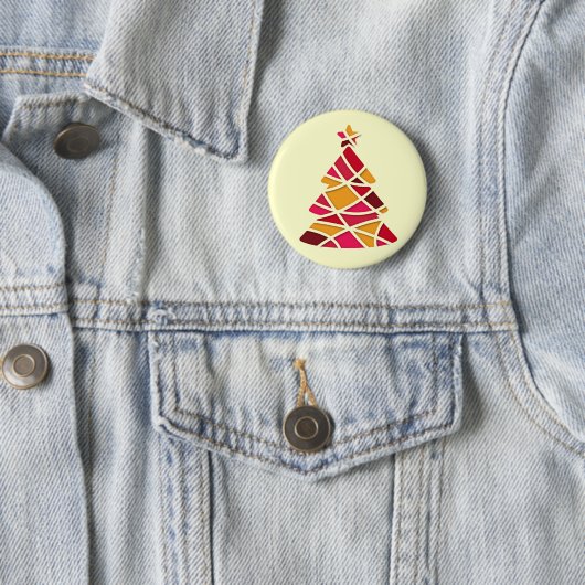 Badge Rond 5 Cm Sapin de Noël d'art moderne élégant (En situation)