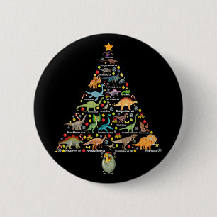 Badge Rond 5 Cm Sapin de Noël Fanny Dinosaure Cadeaux de Noël Dino