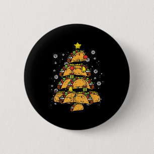 Badge Rond 5 Cm Sapin de Noël Taco Xmas Nourriture Mexicaine