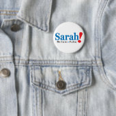 Badge Rond 5 Cm Sarah ! goupille (En situation)