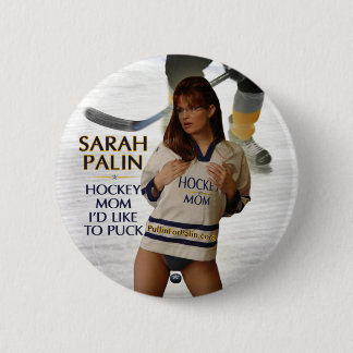 Badge Rond 5 Cm Sarah Palin - maman d'hockey que je voudrais au