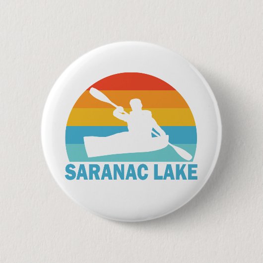 Badge Rond 5 Cm Saranac Lake New York Kayak (Devant)