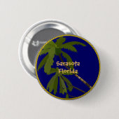 Badge Rond 5 Cm Sarasota, Floride palmier bouton / épingle lapin (Devant & derrière)