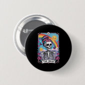 Badge Rond 5 Cm Sarcastic Skeleton The Idgaf Funny Tarot Card Goth (Devant & derrière)