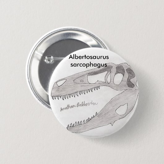 Badge Rond 5 Cm Sarcophage d'Albertosaurus (Devant & derrière)