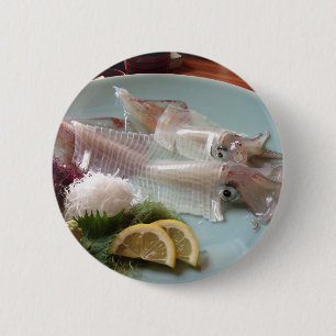 Badge Rond 5 Cm Sashimi de calmar Repas Japonais Service Déjeuner