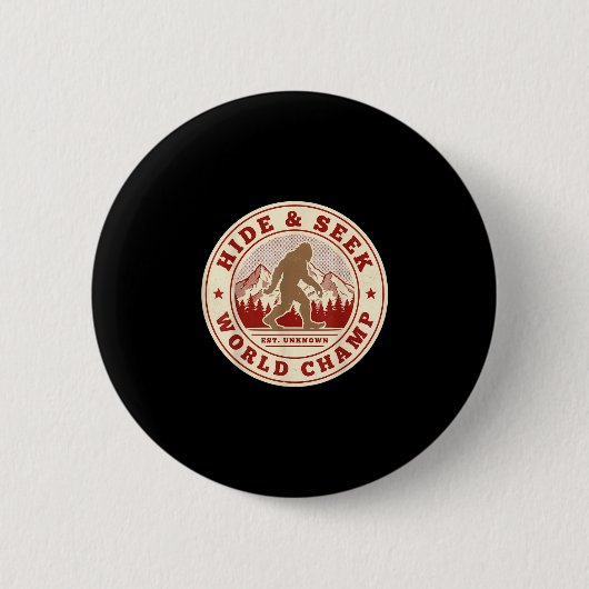 Badge Rond 5 Cm Sasquatch champion du monde de cache-cache Bigfoot (Devant)