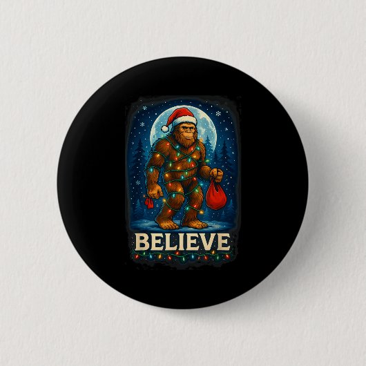 Badge Rond 5 Cm Sasquatch Christmas Lights Holiday Believe  (Devant)