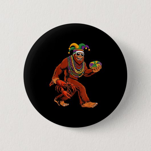 Badge Rond 5 Cm Sasquatch Mardi Gras Bigfoot Collier de perles de  (Devant)