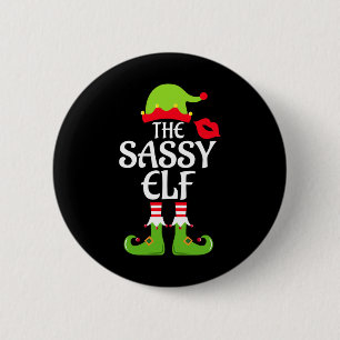 Badge Rond 5 Cm Sassy Elf Matching Family Group Christmas Party Xm