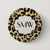 Badge Rond 5 Cm Sassy Empreinte de léopard Monogramme (Devant)