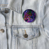 Badge Rond 5 Cm Saturn venteux psychédélique (En situation)