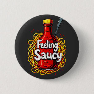 Badge Rond 5 Cm Saucisse - Fun Tomate Ketchup Imprimer pour la sau