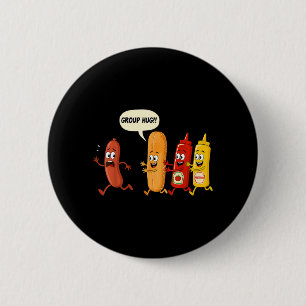 Badge Rond 5 Cm Saucisson Bun Chup Moutarde Drôle Hotdog Câlin de