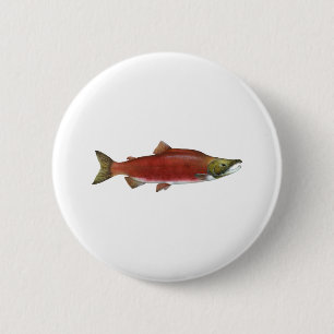 Badge Rond 5 Cm Saumon de saumon rouge