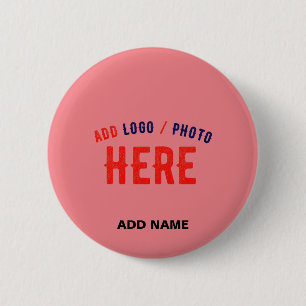 BADGE ROND 5 CM SAUMON MODERNE ET MODERNE, PINK VÉRIFIÉ MARQUE