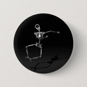 BADGE ROND 5 CM SAUT SQUELETTIQUE B&W DE JOIE DE RAYON X