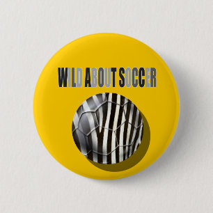 Badge Rond 5 Cm Sauvage au sujet du zèbre du football barre des