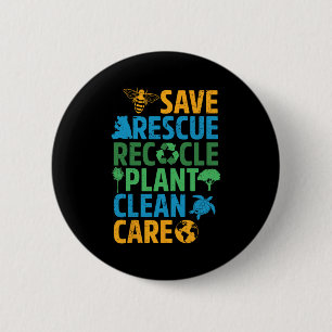 Badge Rond 5 Cm Sauver les abeilles Secourir les animaux Recycler