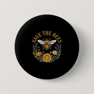 Badge Rond 5 Cm Sauver les abeilles vintage abeille tournesol lava