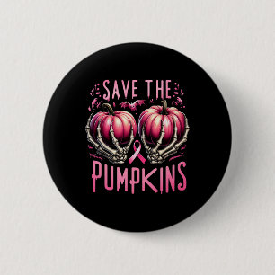 Badge Rond 5 Cm Sauver Les Citrouilles Squelette Halloween Cancer