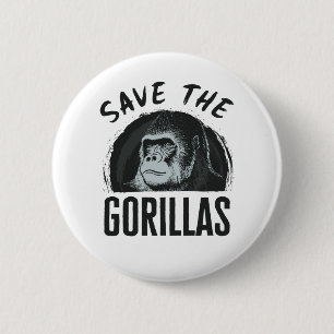 Badge Rond 5 Cm Sauver les Gorilles Gorille En voie de disparition