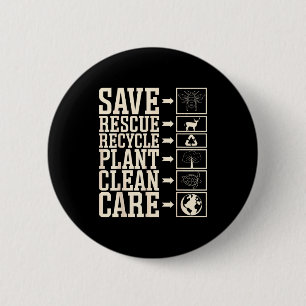 Badge Rond 5 Cm Sauver Secourir Recycler Usine Propre Soin