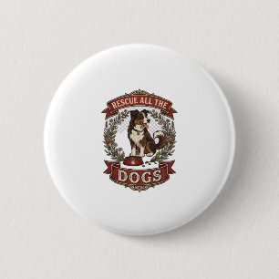 Badge Rond 5 Cm Sauver tous les chiens Couronne florale ruban pour