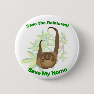 Badge Rond 5 Cm Sauvez la paresse de forêt tropicale