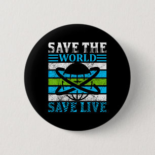 Badge Rond 5 Cm Sauvez la planète Terre Globe De l'environnement P