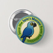Badge Rond 5 Cm Sauvez l'ara du Spix de l'extinction (Devant & derrière)