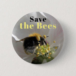 Badge Rond 5 Cm Sauvez le bourdon des abeilles sur le bouton Apple