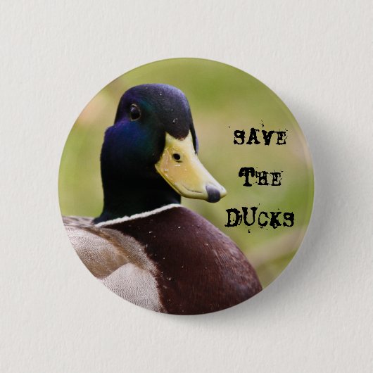 Badge Rond 5 Cm Sauvez le bouton de canards (Devant)