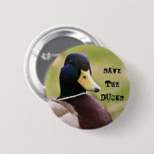 Badge Rond 5 Cm Sauvez le bouton de canards (Devant & derrière)