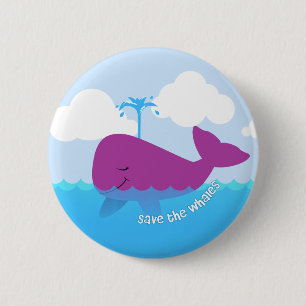 Badge Rond 5 Cm Sauvez le bouton mignon de baleines